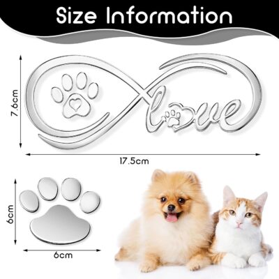 Frienda 10 Pcs 3D Paw Print Car Decals Window Decal Heart Paw Car Sticker Dog Footprint Self Adhesive Decoration Bumper Window Laptops Luggage Interior Accessories Decor - Image 2