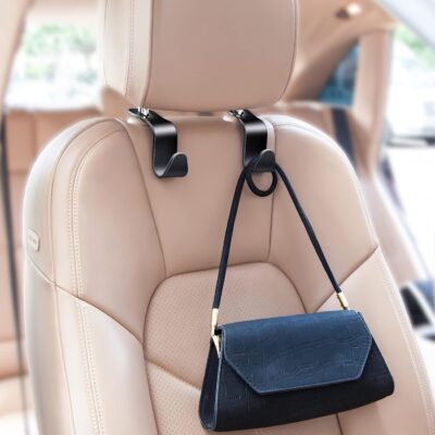 4 Pack Car Back Seat Headrest Hook Hanger for Purse Grocery Bag Handbag Hat, Purse Hook for Car with Clip - Image 4