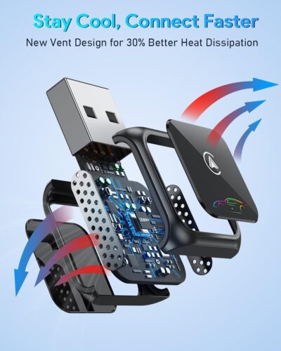 FAHREN Super Mini Wireless CarPlay Adapter (Latest Upgraded)-Bluetooth Apple Car Play Dongle, Zero Latency, Stable Connection, Compatible with iPhone 6+ & Android Auto 10+, Cars from 2017, USB/Type-C - Image 3