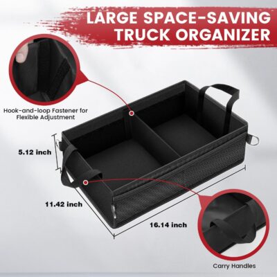 Under Seat Truck Organizer Storage Box with Removable Divider & 4 Storage Mesh Bag,Collapsible Trunk Organizer for Car, SUV, Truck, or Van(Full Size Trucks) - Image 3