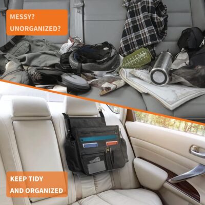 Boczif Car Backseat Organizer, Hanging Passenger Seat Storage Bag, Car Front Seat Organizer for Office Kids Suplly,Truck Cab Organizer with Separately Pokect for Laptop, Multiple Pockets, Cup Holders - Image 4