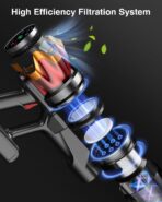 Cordless Vacuum Cleaner, 650W/55KPa 70Mins Vacuum Cleaners for Home, Self-Standing Stick Vacuum with Anti-Tangle Brush & OLED Touch Screen, Vacuum Cleaner for Hardwood Floors,Carpet,Pet Hair,Car (Red) - Image 7