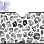 Leopard Print Pattern Black Watercolor Windshield Sunshade for Car SUV Truck Foldable Uv Ray Reflector Front Window Sun Shade Visor Shield Cover