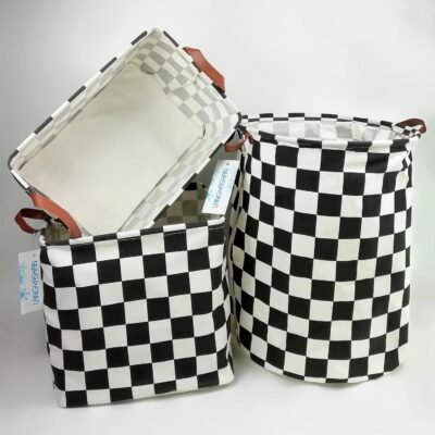 LANGYASHAN Square Storage Baskets Waterproof Canvas Children Laundry Nursery Hamper for Shelves Gift Baskets Toy Organizer Room Decor (Square Racing flag) - Image 8