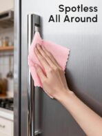 Microfiber Cleaning Cloths Roll, 75 Pack Tear Away Microfiber Towels Roll, 12" x 12" Lint Free Rags, Reusable Cleaning Cloths, Washable, Scratch Free,Ultra Absorbent Dish Rags(Pink) - Image 5