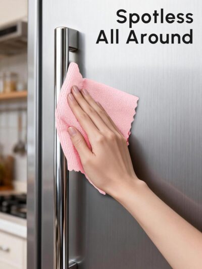 Microfiber Cleaning Cloths Roll, 75 Pack Tear Away Microfiber Towels Roll, 12" x 12" Lint Free Rags, Reusable Cleaning Cloths, Washable, Scratch Free,Ultra Absorbent Dish Rags(Pink) - Image 5