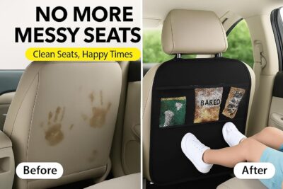 LILTOM Car Back Seat Protector with Organizer, 19"x27" XL Kick Mats, Waterproof, 3 Pockets, 2-Pack (Black - 3 Pocket) - Image 3