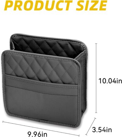 Car Seat Back Hanging Bag, PU Leather Automotive Seat Back Organizer, Multipurpose Vehicle Travel Essentials Accessories for Kids & Adults, Universal for Most Cars (Black) - Image 3