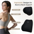 FLORICH Car Seat Cushion & Lumbar Support Pillow & Car Neck Pillow, Ergonomic Memory Foam Driving Seat Cushion for Back & Sciatica Pain Relief, Non-Slip Washable Cushion for Car, Driver, Office-Black - Image 5