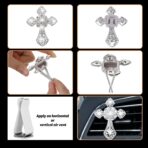 Frienda Bling Car Air Vent Clip Crystal Cross Rhinestone Vehicle Air Conditioner Outlet Vent Charm Car Bling Accessories for Women Wheels Interior Decoration(Silver) - Image 5