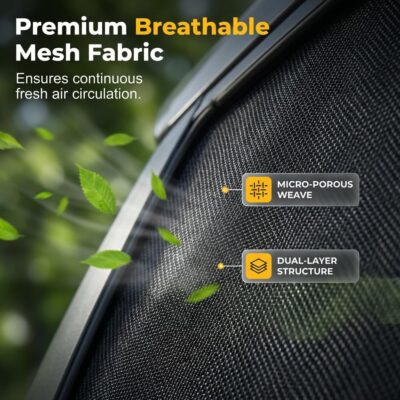 2 Pack Car Window Shades, 2026 New Stretchy Mesh Car Window Screens Sun Shades, Nets Covers for Sedan, SUV, Rear Side Window, Front Side Window (Small Size, Rear Side) - Image 4