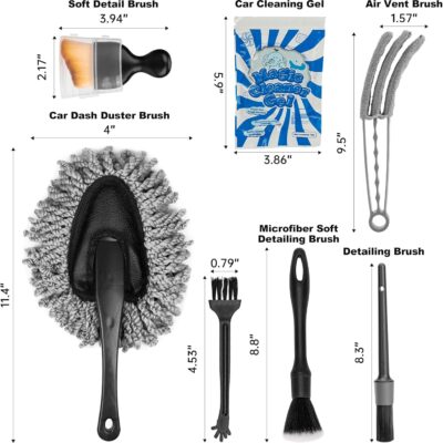 THINKWORK Car Interior Cleaning Kit, Car Duster Interior Detail Brush, Including 6Pcs Car Detailing Brush Set, Complete Auto Accessories for Women Men Gift - Image 8