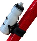 Bikase Side Loader Water Bottle Cage with Anywhere Strap - Works Great with Large Diameter EBIKE Frames - Works with Compact Frames