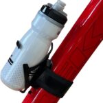 Bikase Side Loader Water Bottle Cage with Anywhere Strap - Works Great with Large Diameter EBIKE Frames - Works with Compact Frames