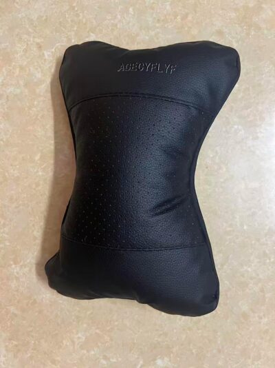 2PCS Leather Car Seat Pillow Breathable Car Head Neck Rest Cushion Headrest Auto Car Safety Pillow Neck Pillow (Black) - Image 7