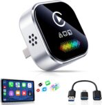 4-in-1 Wireless CarPlay & Android Auto Dongle, 5-Second Auto Connect, Low Latency Screen Mirroring.Convert Wired to Wireless for Car,USB A/C (Silver)