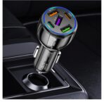 Upgraded Car Charger USB C with 5 Port,75W Cigarette Lighter Adapter with Type-C & QC 3.0 Ultra Fast Charging Port,Universal Car Charger Adapter for Navigator,Dash Cam (Black)