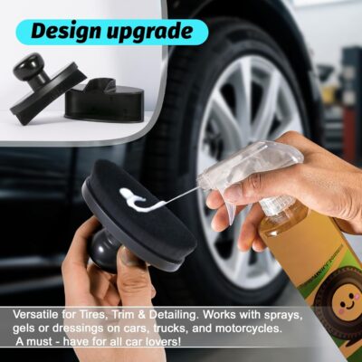 Yoseng Tire Shine Brush - Curved Brush Head & Large 3.8'' Tire Dressing Applicator with Storage Stand for Automotive Detailing, Car Enthusiasts, DIY Users (Vegan, Washable, Black) - Image 6