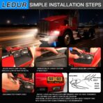 LEDUR 4x6 LED Headlights DOT Approved 4PCS Angel Eye Halo Turn Signal DRL Hi/Lo Sealed Beam Rectangle Headlight Replace H4651 H4652 H4656 H4666 H6545 for Kenworth T800 W900 Peterbilt 378 379 Truck Van - Image 4