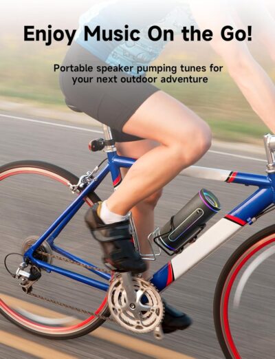 MLOVE E80 Speakers Bluetooth Wireless, Portable Bluetooth Speaker with Aux Input, Micro SD Card Slot, Bass Up, TWS, RGB Lights, IPX7 Waterproof, BT5.4 for Outdoor, Car Music, Beach, Gifts, 30W, Black - Image 3