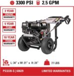 SIMPSON Cleaning PS3228 PowerShot 3300 PSI Gas Pressure Washer, 2.5 GPM, Honda GX200 Engine, Includes Spray Gun and Extension Wand, 5 QC Nozzle Tips, 5/16-inch x 25-foot MorFlex Hose, 49-State - Image 4