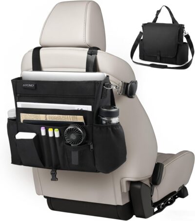 LUCMO Car Seat Organizer with Tablet and Laptop Compartment, Multiple Pockets Truck Front Seat and Backseat Organizer, Portable Large Capacity Office Bag with Adjustable Strap and Hardened Buckles - Image 2
