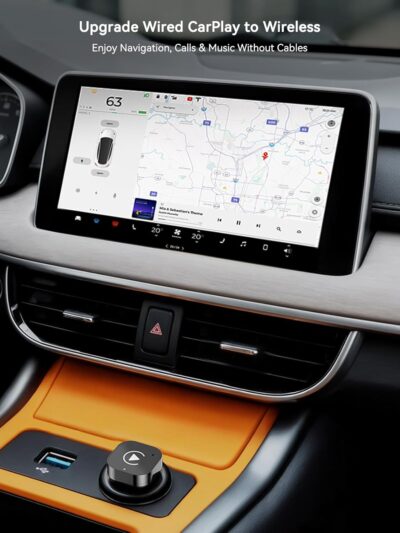 Wireless CarPlay & Android Auto Adapter, USB-A Plug-in Dongle, Converts Factory Wired CarPlay/Android Auto to Wireless (Gloss Black,USB-A) - Image 2
