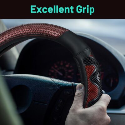 18 Inch Truck Steering Wheel Cover Leather Wheel Semi-Truck Comfy Grip Cover Anti Slip Car Accessory, Fits Rv, Big Rig and Classic Car(Red, Classic Style) - Image 5