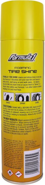 Formula 1 Foaming Tire Shine Aerosol, Wheel Cleaner to Clean, Shine, and Protect Tires with UV Protection, Glossy Black Finish, Long Lasting Wet Look for Cars and Trucks, One Step Application, 12 Oz - Image 2