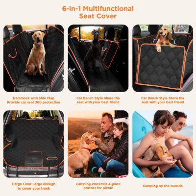 Shodu Waterproof Dog Car Seat Cover for Back Seat,Collapsible Scratchproof Dog Car Seats Covers,Nonslip Dogs Seat Cover with Mesh Window,Storage Pocket,Side Flaps,Universal Size Fit for Car/Truck/SUV - Image 7