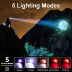 Led Headlamp Rechargeable, Super Bright Headlight Flashlight with Red Light, Motion Sensor Head Lights for Forehead, Waterproof Lightweight for Adults, Outdoors, Camping, Running - Image 5