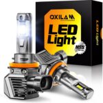 OXILAM H11/H8/H9 LED Bulbs, 70,000LM 1300% Brighter 6500K Cool White Driving Bulbs, 60,000Hrs Lifespan, IP68, 1:1 Size, Anti-Flicker Fog Light, Plug & Play, Pack of 2