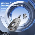 ESSAGER Bluetooth Car Adapter,Noise Cancelling 3.5mm AUX Bluetooth Receiver for Car,Wireless Audio Receiver Transmitter for Home Stereo/Wired Headphones Airplane,Gray - Image 4