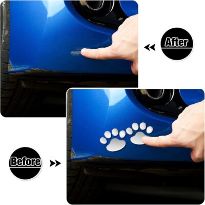 Frienda 10 Pcs 3D Paw Print Car Decals Window Decal Heart Paw Car Sticker Dog Footprint Self Adhesive Decoration Bumper Window Laptops Luggage Interior Accessories Decor - Image 4