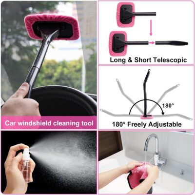 Viewsun Car Vacuum Cordless Rechargeable, 8000PA High Power Handheld Vacuum Cleaner with 17PCS Car Cleaning Kit, Pink Auto Accessories for Women Gift - Image 6