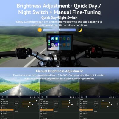 5" Motorcycle CarPlay Wireless for Apple CarPlay & Android Auto,W522 Car Play Motorbike Waterproof Touch Screen with Dual Bluetooth,GPS Navigation,Siri/G-Assist,EQ,USB/Hardwired Power Supply - Image 8