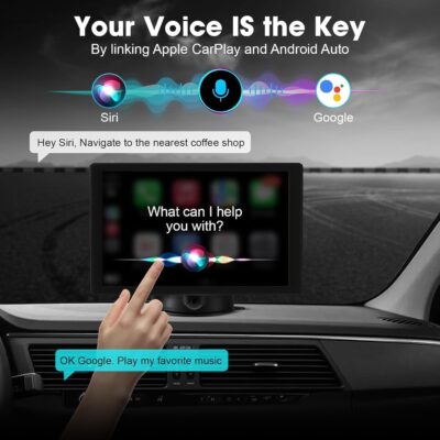 8'' Wireless Carplay Screen for Car, Portable Apple Car Play & Android Auto Car Stereo HD Touchscreen, Vertical/Horizontal Mode, Magnetic Mount, 5.0G WiFi, Voice Control & GPS Navigation - Image 4