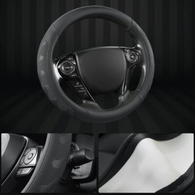 GIANT PANDA Microfiber Leather Steering Wheel Cover for Honda Accord,Civic,CR-V,HR-V,Pilot(Black-Standard Size) - Image 4