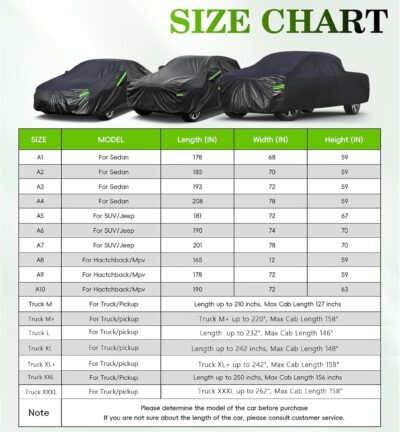 KouKou Car Cover Waterproof All Weather, 7 Layers Outdoor Car Covers for Automobiles with Zipper, Universal Fit Hatchback Subaru Impreza,Mazda 3,VW Golf, BMW X2, ect. (Length to163-178 inch) - Image 6