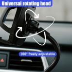 Car Phone Holder Mount, Gooseneck Long Arm Cell Phone Holder, Windshield Window, Dashboard Anti-Shake Handsfree Stand with Strong Suction Cup, Fit for Most Cellphone(Black) - Image 4