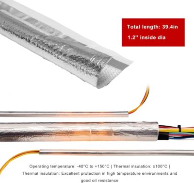 Car Exhaust Heat Shield, 1/4" I.D. × 3 FT Aluminized Sleeving Side Entry High Temp Thermal Barrier, Reflective Heat Protection Fire Sleeve for Automotive Hoses Wire Harnesses Cables - Image 2