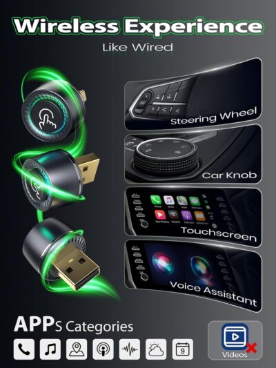 Wireless CarPlay Adapter for iPhone, 1-Click Switch for 2 Phones, Plug & Play, No Delay, Converts Wired to Wireless Car Play Dongle, Fast Stable for Cars 2016+ with Apple CarPlay & Android Auto Grey - Image 8