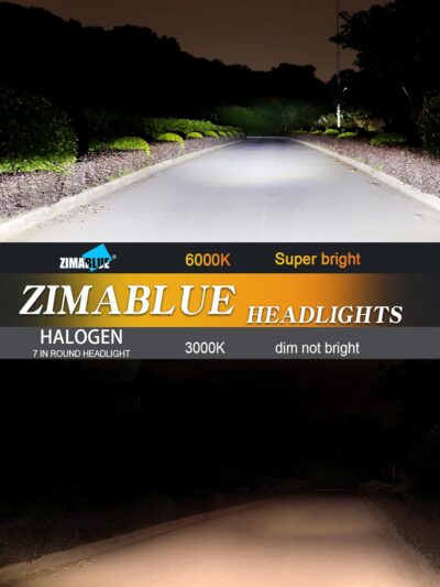 ZIMABLUE 7 inch led Headlight Chrome Round Projector 7 inch Halo led Headlight H6024 DOT Approved Hi/Lo Beam DRL Amber Turn Signal Compatible with Jeep Wrangler JK TJ CJ Compatible with Chevy miata - Image 3