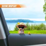 ZIMISI Cute Orange Cat Car Dashboard Decorations, Mini Animal Rear View Mirror Accessories with Kawaii Chicken, Cat Figurines Car Decorations, Cute Automotive Interior Accessories (Straw Hat) - Image 4