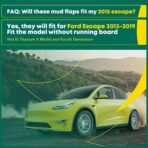 YHTAUTO Mud Flaps Splash Guards Fits Ford Escape 2013-2019 Sport Utility (Without Running Board), Mudguards Mudflaps Accessories for Cars Wheel Protector with Hardware Kit, Front & Rear 4Pcs Set - Image 2