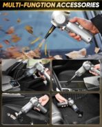 Saker Car Vacuum Portable 6-in-1 Handheld Cordless Vacuums, 20000PA Suction, 7800mAh Blower, Window Breaker, Seatbelt Cutter for Car, Home & Office Cleaning SW102 Silver - Image 5