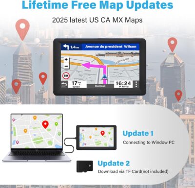 GPS Navigator for Car Truck RV,7 inch Touch Screen Latest 2026 Map, Real Voice Spoken Turn-by-Turn Direction Reminding Navigation System, Vehicle GPS with Speed and Red Light Warning - Image 4