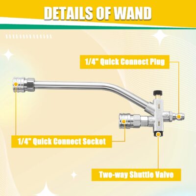 JOEJET Pressure Washer Gun with Mini Foam Cannon Dual Connector, Dual-Purpose Switch Spray Gun with 5 Power Washer Nozzle Tips, Dual Wand Foam Cannon, 1/4” Quick Connector - Image 9
