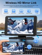 Carplay Screen for Car, 7" HD Portable Car Stereo Touch Screen with Wireless Android Auto, Backup Camera with LED/Mirror Link/Voice Control/Bluetooth/GPS/AUX/FM Satellite Radio for All Vehicles - Image 6