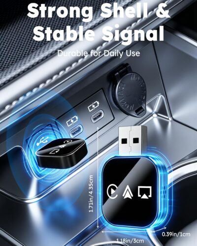 Wireless Carplay Adapter to Play TV on Car Screen 3 in 1 USB A/C Android Auto Bluetooth Video Box Screen Mirror iOS Phone Wired to Wireless Screen Mirroring Car Play Accessories for iPhone - Image 4